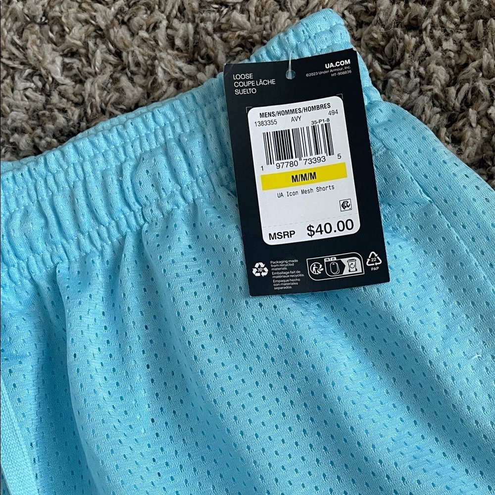 Under Armour men's Sky Blue Athletic Shorts - Picture 2 of 2